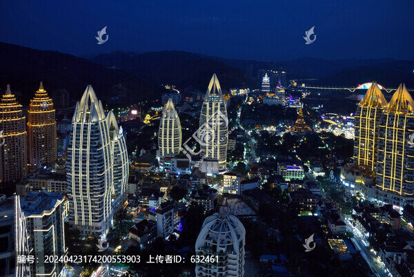 西雙版納告莊城市建筑風(fēng)光夜景