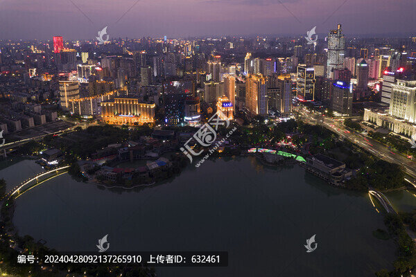 南寧民歌湖航拍夜景