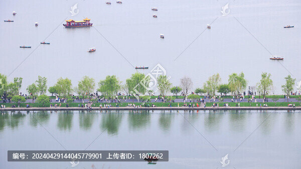 杭州西湖蘇堤白堤春天綠色風(fēng)景