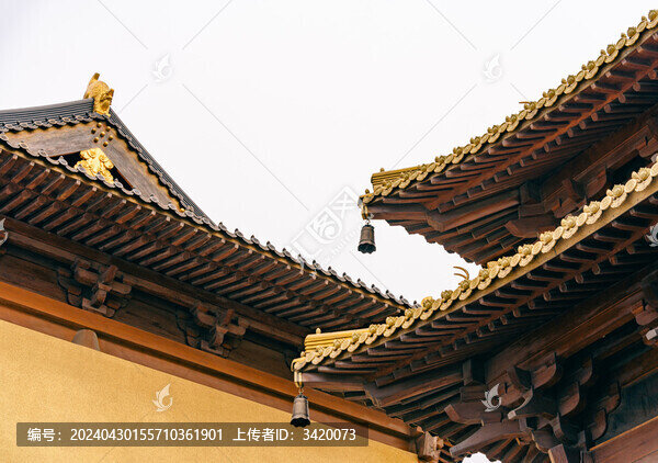 佛教寺廟建筑屋檐上海靜安寺
