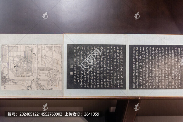 清代紙本墨拓耕織圖冊頁