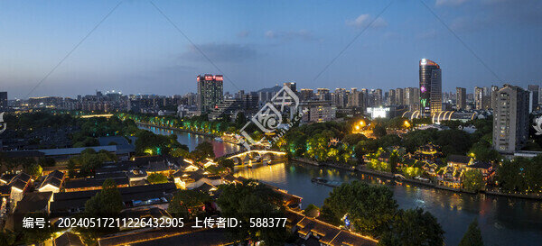 杭州大運河拱宸橋夜景