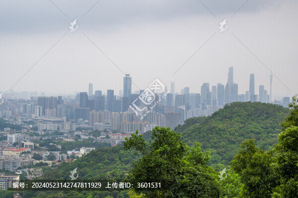 白云山遠(yuǎn)眺廣州城市天際線風(fēng)景