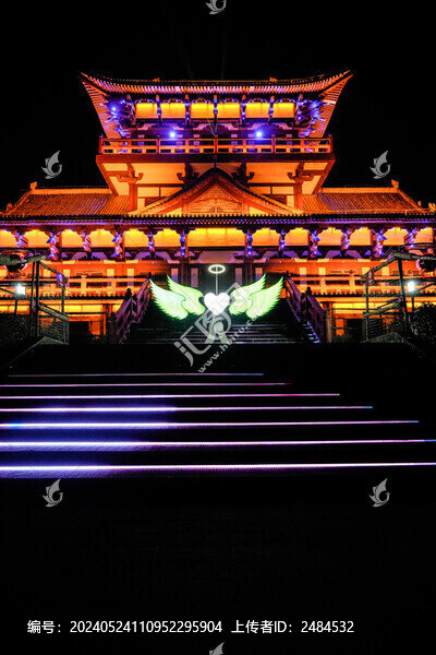 中式古建筑夜景