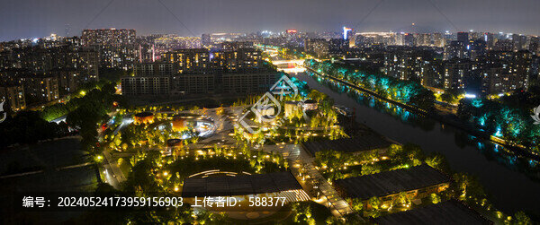 杭州拱墅大運(yùn)河小河公園夜景