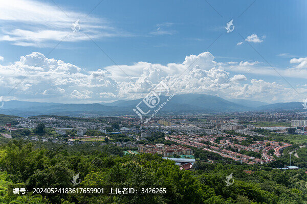 西雙版納景洪市城市風(fēng)光高視角