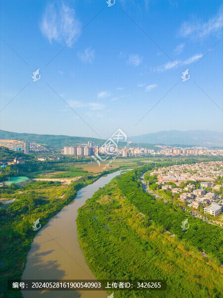 航拍西雙版納景洪市城市風(fēng)光