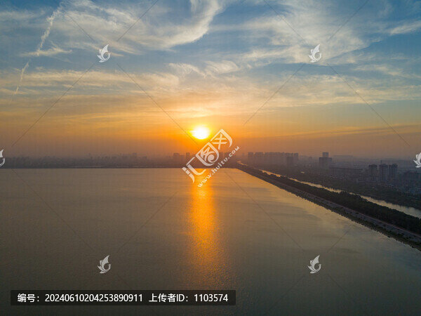 山東廣利河濕地公園日落晚霞