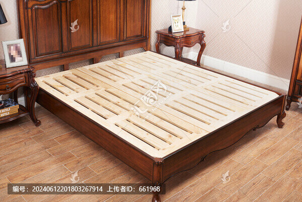 簡(jiǎn)約美式實(shí)木真皮床內(nèi)部排骨架