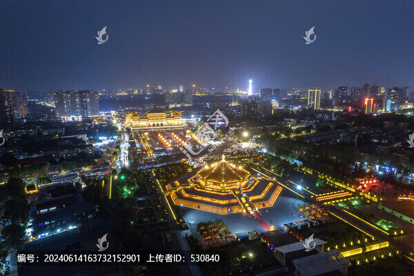航拍洛陽古城城市夜景