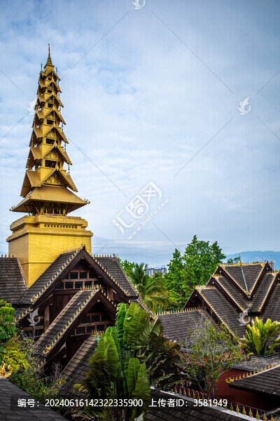 西雙版納寺廟金塔風(fēng)景特寫
