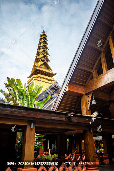 西雙版納寺廟金塔風景特寫