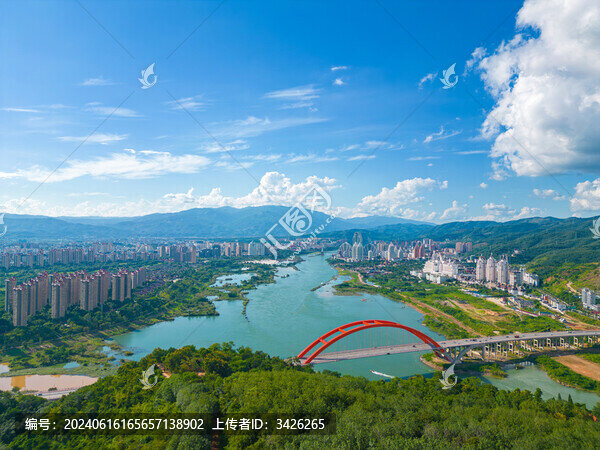 航拍西雙版納景洪市城市風光