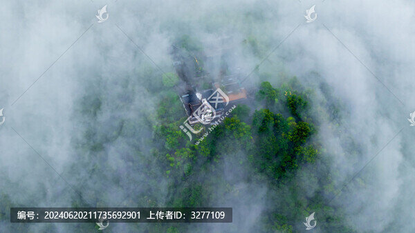 航拍下的高山云海森林自然風(fēng)光