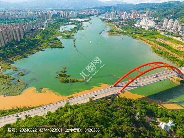 航拍西雙版納景洪市城市風(fēng)光