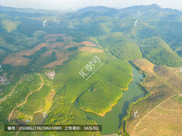 航拍山間梯田茶園田園風(fēng)光