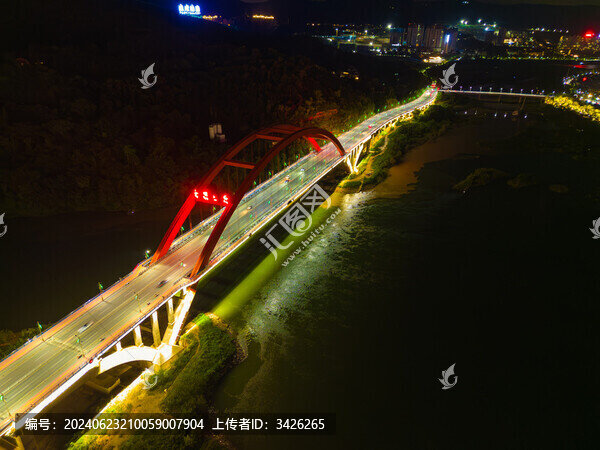航拍西雙版納景洪市黎明大橋