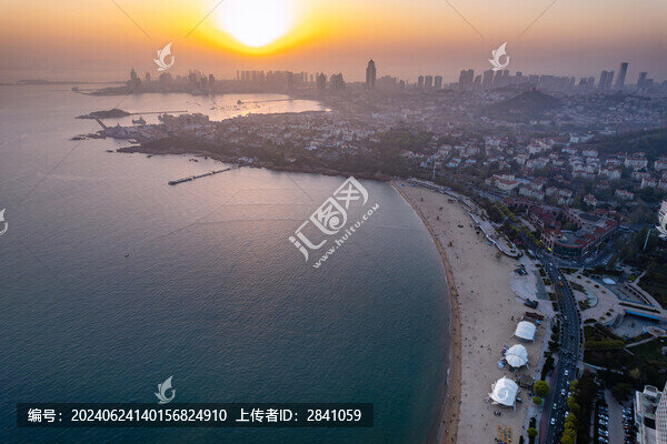 中國(guó)山東青島第一海水浴場(chǎng)航拍