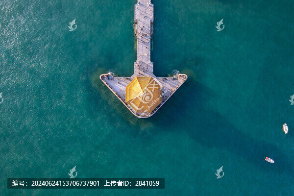 中國山東青島棧橋景區(qū)風光航拍