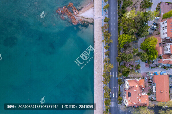 中國(guó)山東青島棧橋景區(qū)風(fēng)光航拍
