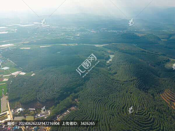 航拍山間梯田茶園田園風(fēng)光