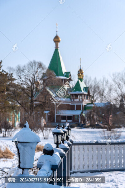 冬天雪后中國哈爾濱伏爾加莊園