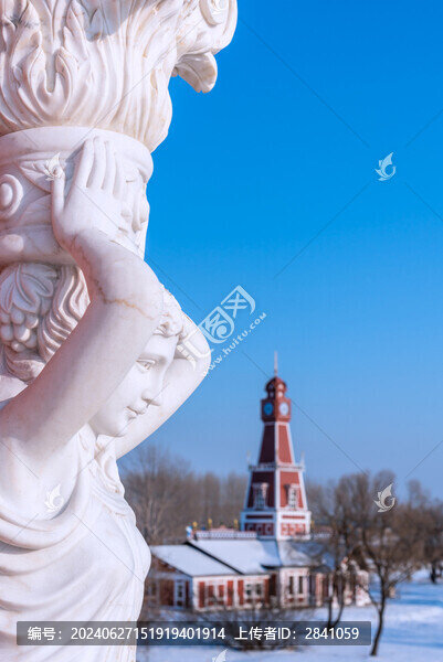 冬天雪后中國(guó)哈爾濱伏爾加莊園