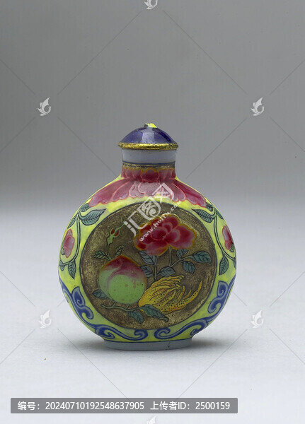 玻璃胎畫(huà)琺瑯福壽如意鼻煙壺