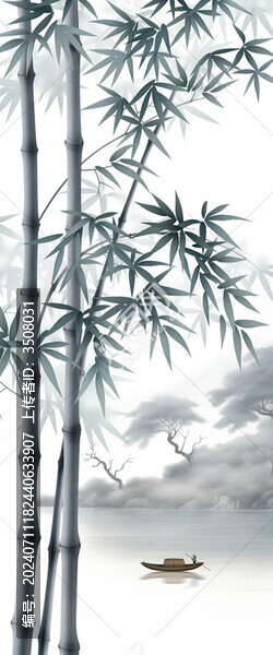 新中式意境竹林背景墻