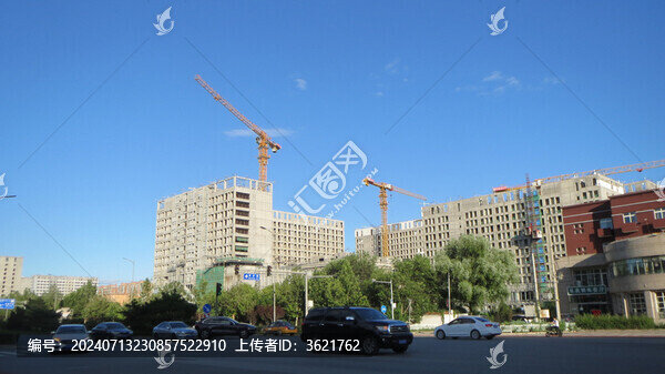 城市街道背景小區(qū)工地