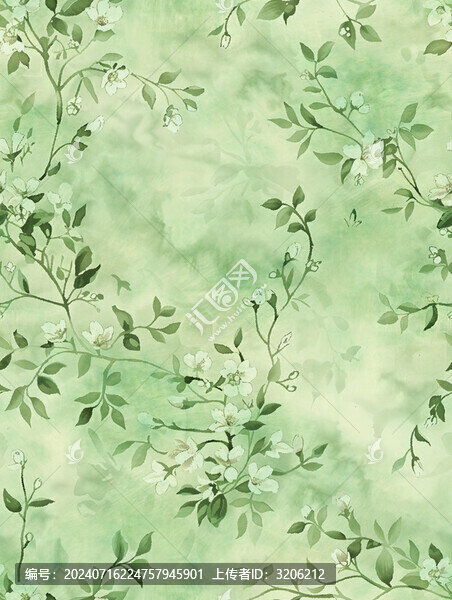 清新水彩風(fēng)格花卉數(shù)碼花型