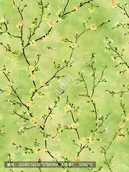 水彩花卉數碼印花