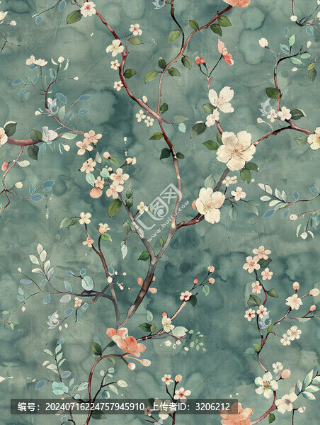 數(shù)碼印花小花水彩風(fēng)格