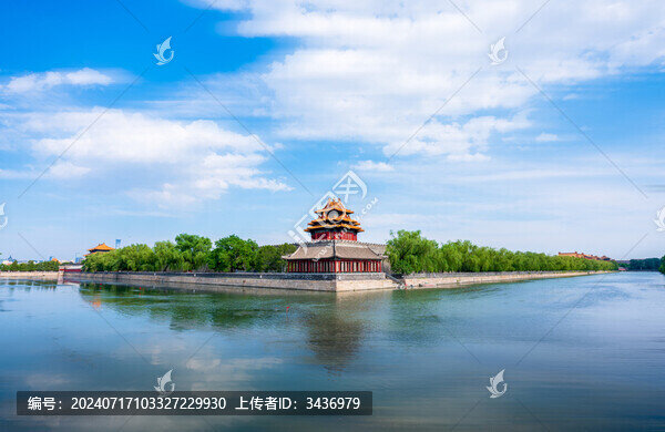 北京故宮角樓藍天白云