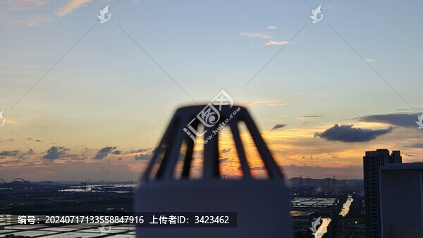 夏天小區(qū)樓頂拍攝的日落晚霞