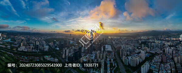 航拍深圳中心區(qū)晨曦風(fēng)光