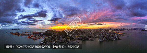 深圳南山蛇口夕陽(yáng)晚霞全景圖