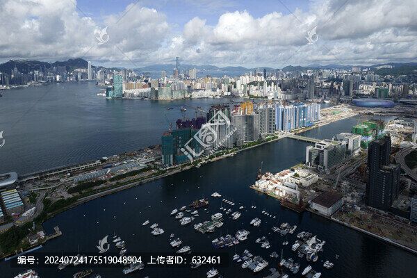 香港啟德跑道區(qū)海灣半島航拍風(fēng)光