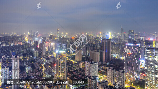 航拍廣州天河區(qū)夜景