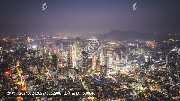 航拍南京城市夜景