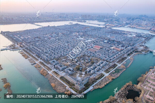 中國山東聊城東昌湖景區(qū)航拍