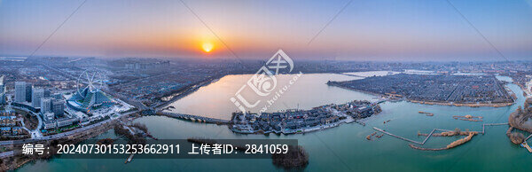 中國山東聊城東昌湖景區(qū)航拍