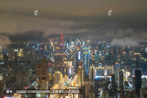 航拍視角福田CBD平安金融夜景