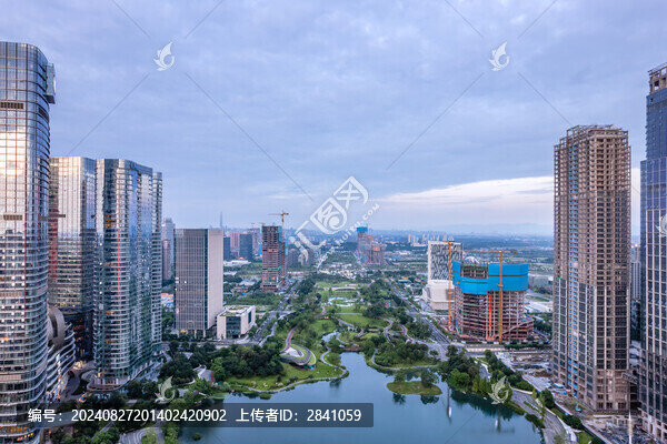 中國(guó)四川成都交子公園風(fēng)景航拍