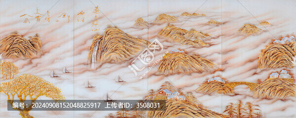 抽象工藝背景墻江山如畫