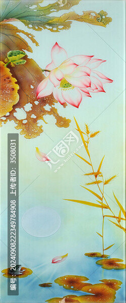 藝術(shù)玻璃背景墻裝飾畫荷花