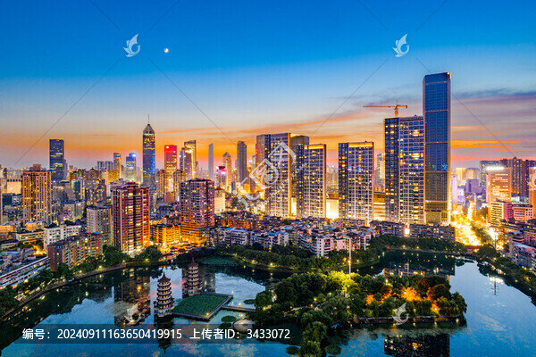 湖北武漢寶島公園夜景城市天際線
