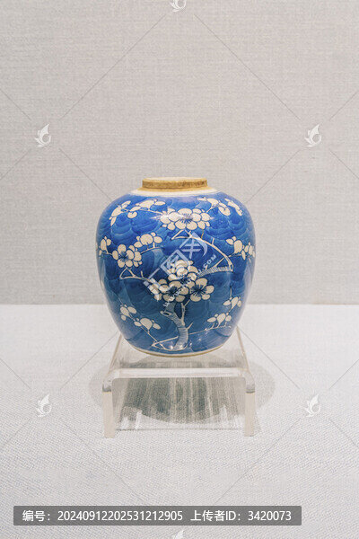 清朝時(shí)期青花白梅紋瓷罐
