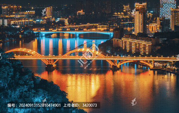 柳州文惠橋與柳江大橋夜景