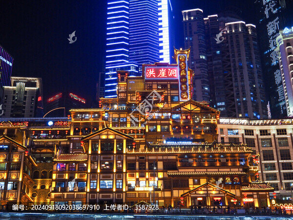 重慶洪崖洞的夜景風(fēng)光